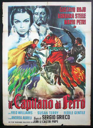 a movie poster with a man and a woman on a horse