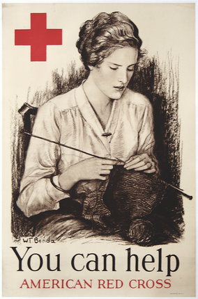 a woman knitting a sock