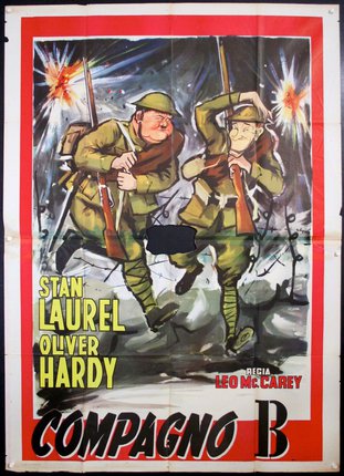 a movie poster with two men running