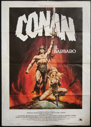 a movie poster of a man and woman holding a sword