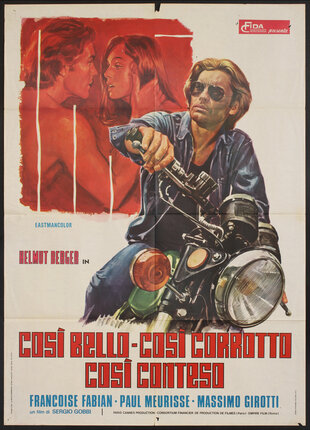 movie poster with a man on a motorcycle