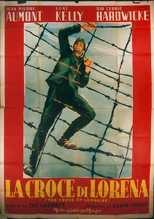 a poster of a man climbing a barbed wire