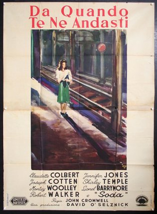 a poster of a woman walking on a train track