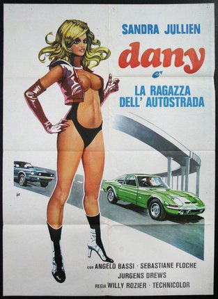 a poster of a woman and a car