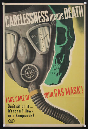 a poster with a gas mask