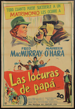 a movie poster a woman pulling man's hat over his eyes and other scenes with family