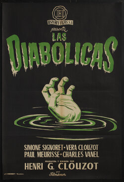 a movie poster with a human hand making a claw shape sticking out of water