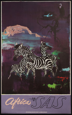 a poster of zebras in a field