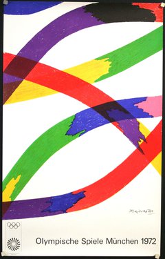 a colorful art piece with black frame