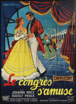 a poster with an illustration of a Regency era man and woman dancing