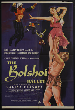 movie poster with a man lifting up a woman in a ballet dance