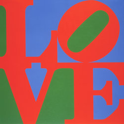 a colorful sign with letters that spell love