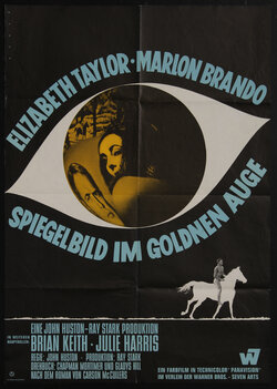 movie poster with a graphic of a giant eye and a woman and man reflected in the iris.