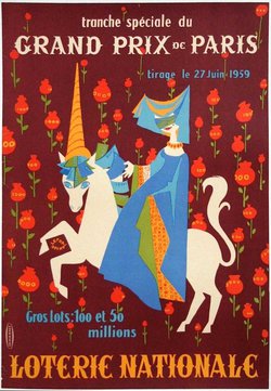 a poster of a woman riding a unicorn