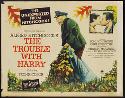 a movie poster with a man dragging a body through leaves