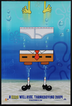 cartoon of a character with his pants and underwear, in underwater