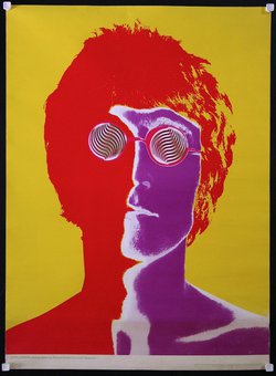a poster of a man with red hair and sunglasses