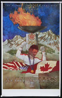 a poster of a man holding a torch