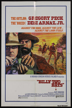 a movie poster with a two men in hats holding a rifle