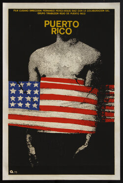 a poster of a man holding a flag