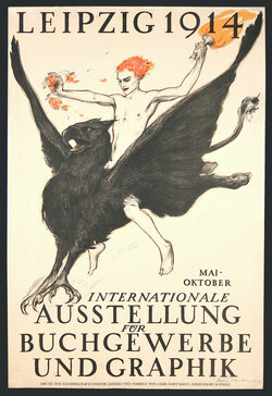 a poster with a man on a griffin