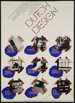 art exhibition poster with images of industrial designs