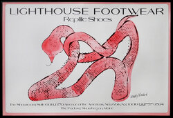 A red snake in the shape of a high heel shoe.
