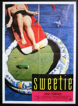 a poster of a woman on a float