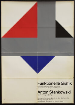 a poster with a geometric upside down 