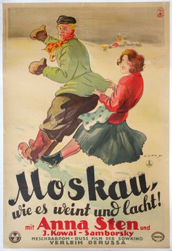 a poster with a couple of people running