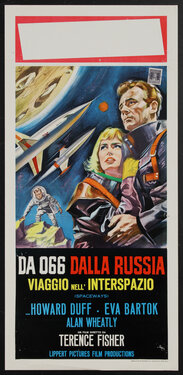 a poster of a man and woman in space