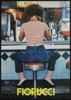a woman sitting at a counter