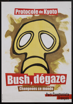 poster with an illustration of a gas mask