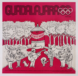 poster with cartoon illustrations of mariachis