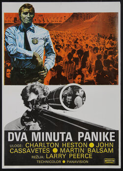 a poster of a man in uniform with a gun and a football stadium and a man pointing with a rifle with a scope