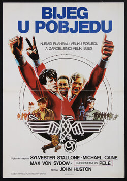 movie poster with men holding up their arms in victory