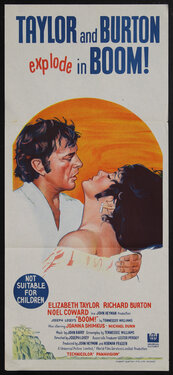 movie poster with a man holding a woman in front of a sun