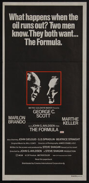 movie poster with the profiles of two men facing each other on a black background