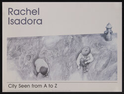 illustrations overhead view of children making chalkdrawings on a side walk.