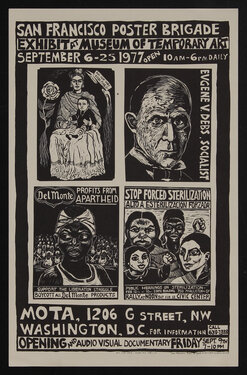 a poster of four smaller posters of people