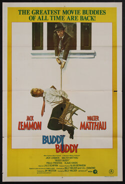 a movie poster of a man on a rope being pulled up by another man