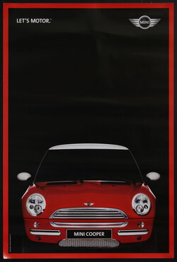 poster with a red car on a black background