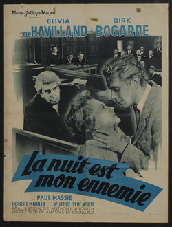 poster with man and woman kissing in a courtroom