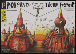 poster with playful buildings made from building blocks and pencils