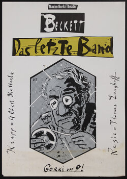 poster of a man looking at a tape reel