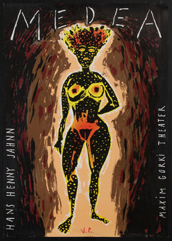 poster with an abstract figure of a nude woman