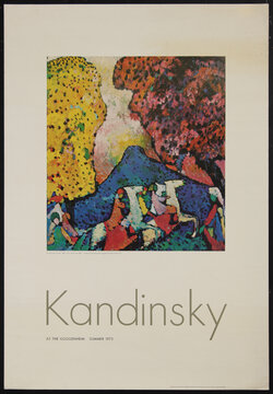 poster with an abstract painting with horses