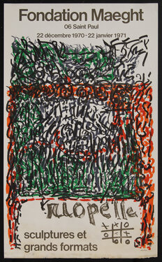poster with abstract artwork made up of a mass of pen strokes and squiggly lines.