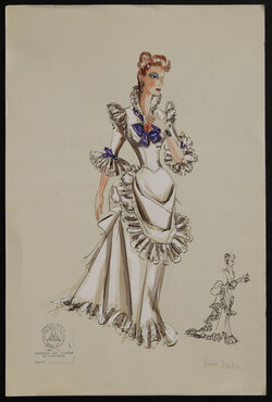 sketch of a woman in a white dress