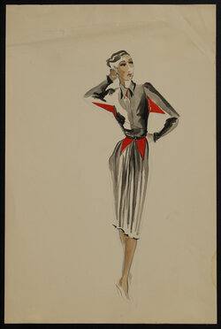 sketch of a woman in a dress